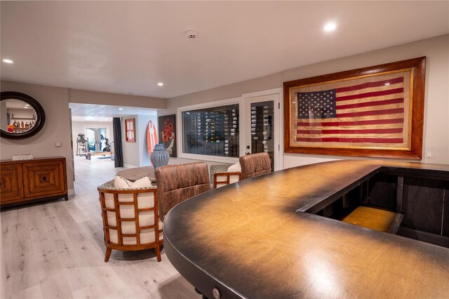 1541 Bay Point Dr, Sarasota, FL 34236 - bar with light wood finished floors and recessed lighting