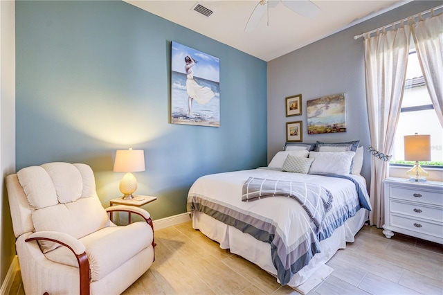 bedroom featuring ceiling fan