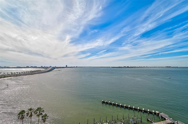 property view of water featuring a dock