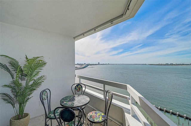 balcony with a water view