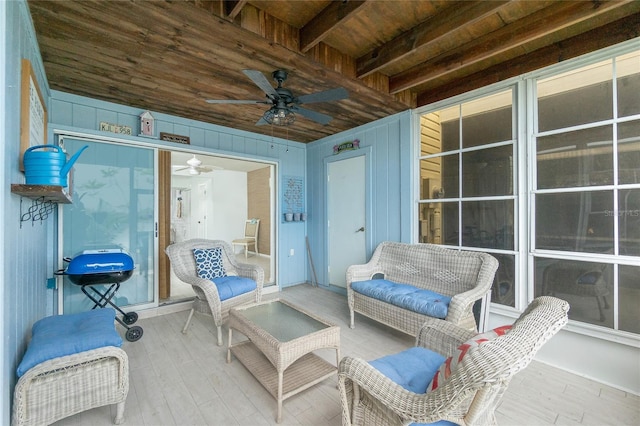 view of patio / terrace featuring grilling area and a porch