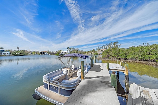 view of dock featuring a water view