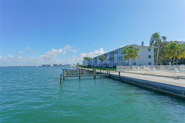 view of dock featuring a water view