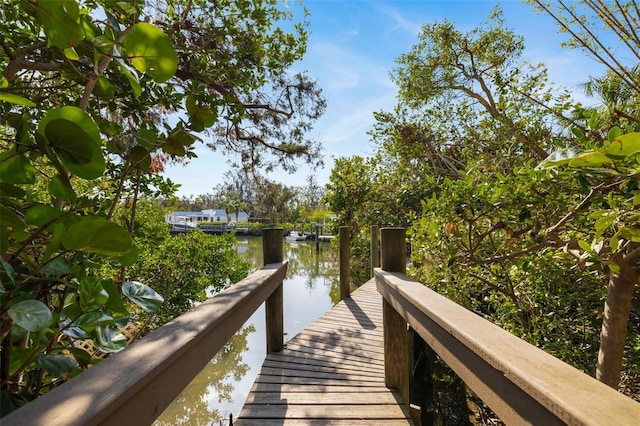 view of dock featuring a water view