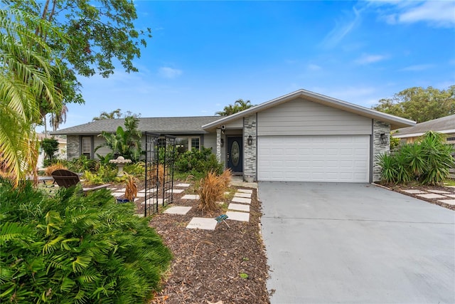 single story home with a garage