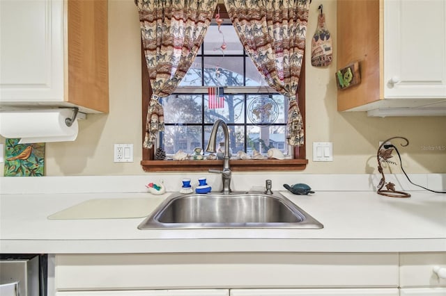 kitchen featuring white cabinetry and sink