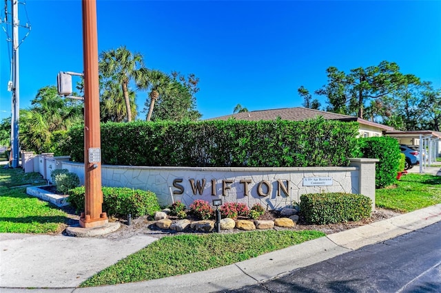 view of community sign