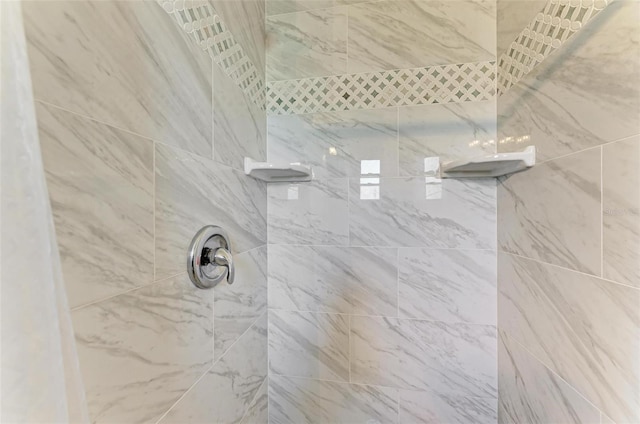 interior details featuring tiled shower