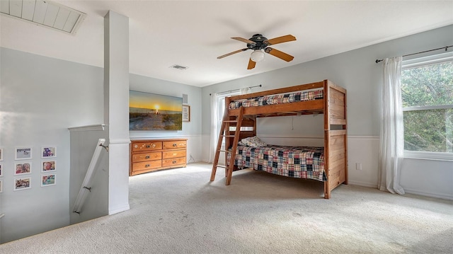 bedroom with carpet floors and ceiling fan