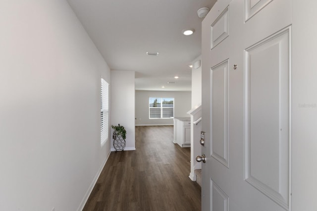 hall featuring dark hardwood / wood-style flooring