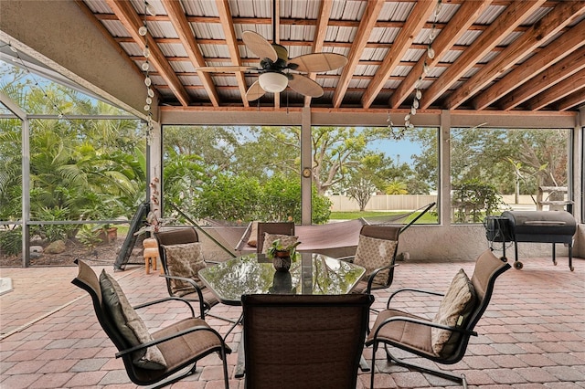 view of patio / terrace featuring ceiling fan