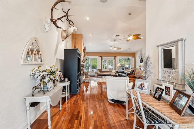 living room with hardwood / wood-style flooring