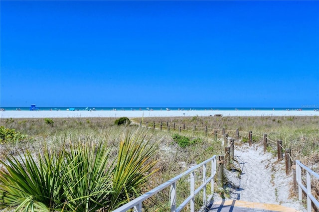 property view of water with a beach view