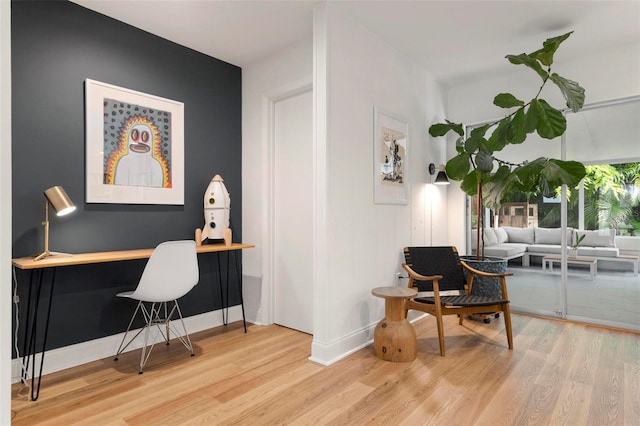 interior space with light hardwood / wood-style flooring