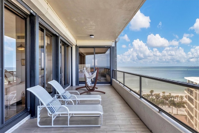 balcony with a water view