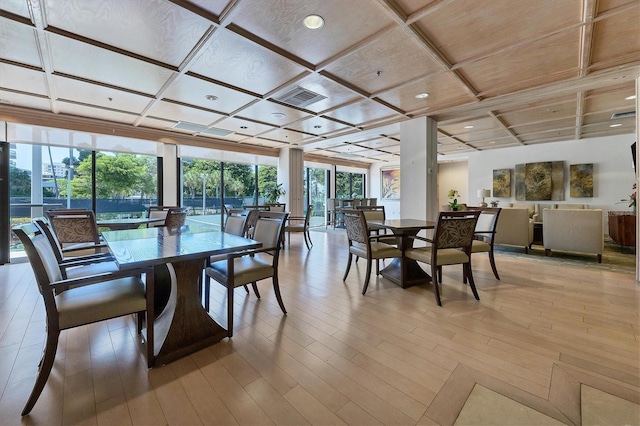 sunroom / solarium with coffered ceiling