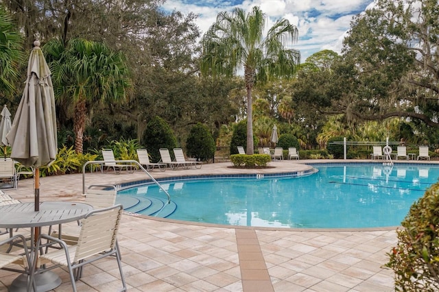 view of pool featuring a patio area