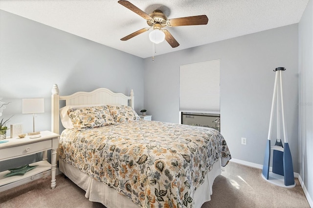 bedroom featuring ceiling fan and carpet floors