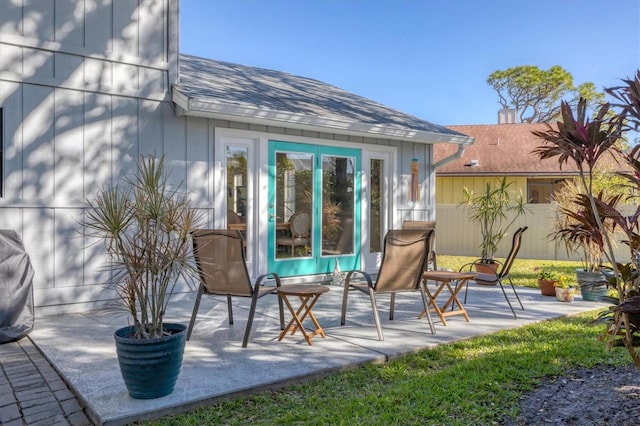 view of patio / terrace with an outdoor structure