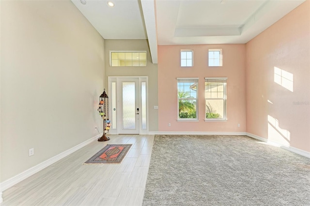 entrance foyer with a raised ceiling and a wealth of natural light