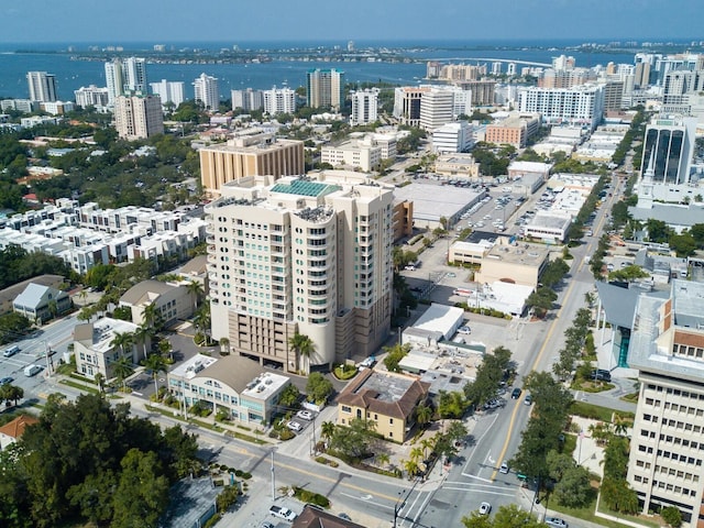 bird's eye view featuring a water view