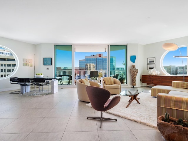 view of tiled living room