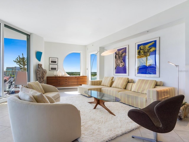 view of tiled living room