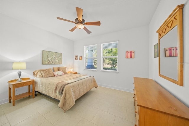 bedroom featuring ceiling fan