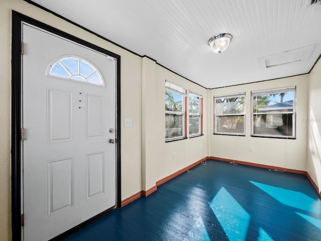 foyer with dark hardwood / wood-style flooring