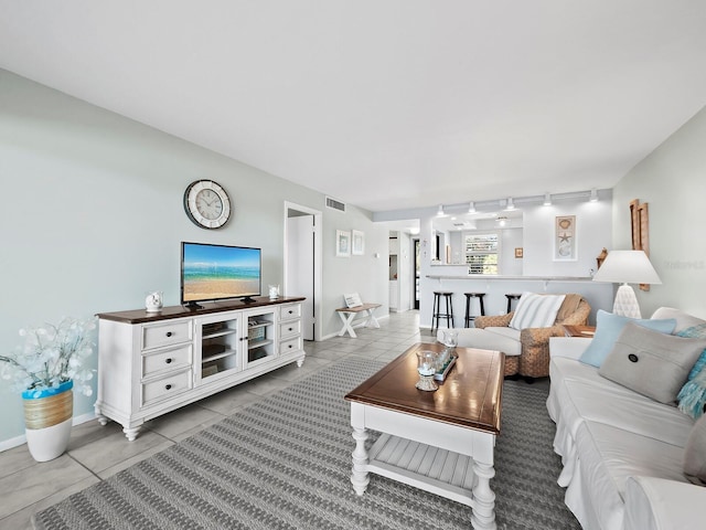 view of tiled living room