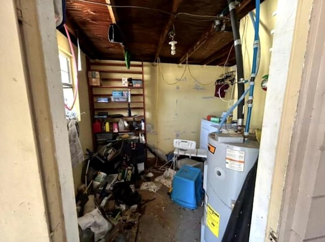 utility room with water heater