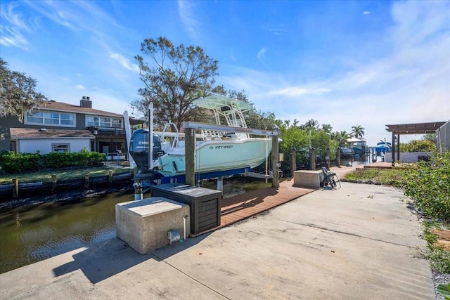 dock area with a water view