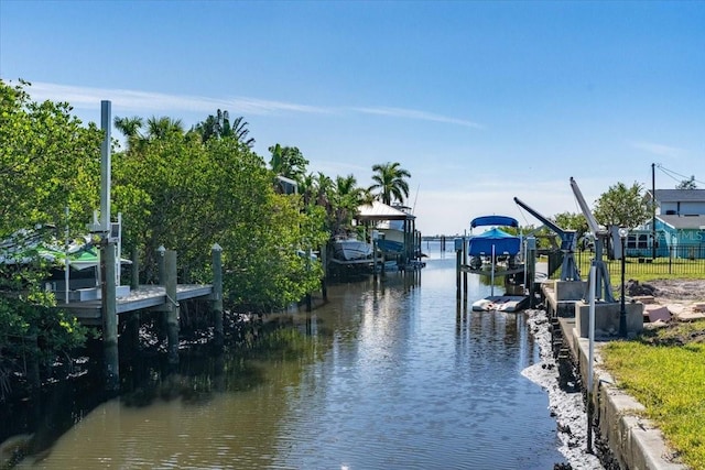 dock area featuring a water view