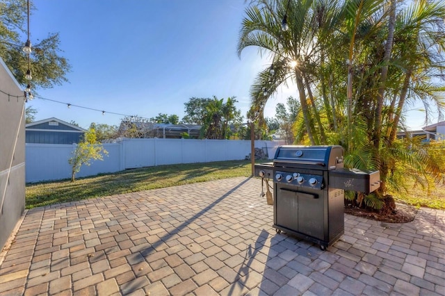 view of patio with area for grilling