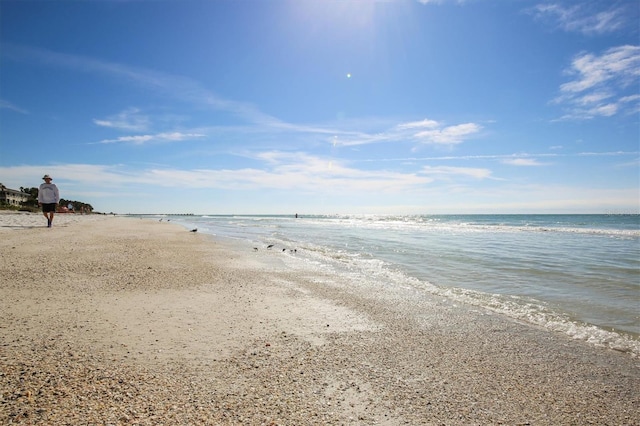 property view of water featuring a view of the beach