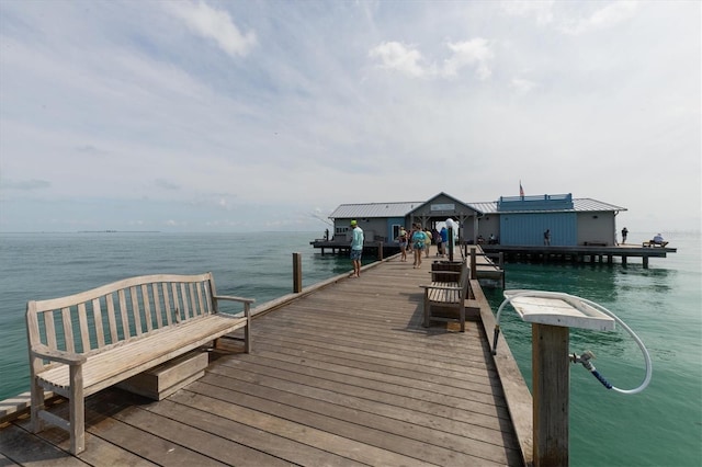 dock area with a water view