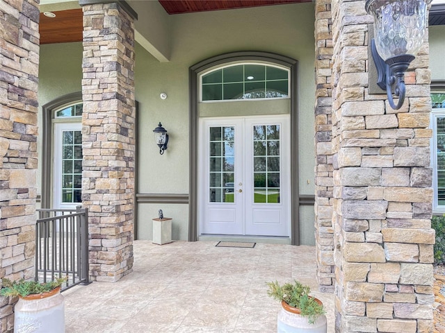 view of exterior entry with french doors