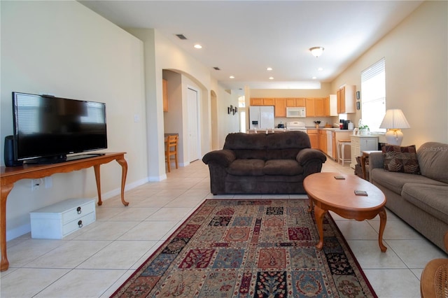 view of tiled living room