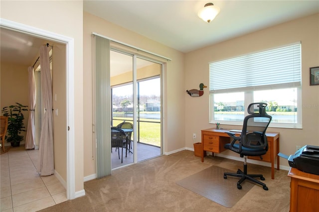 view of carpeted office space