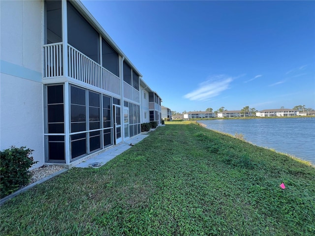 exterior space featuring a water view