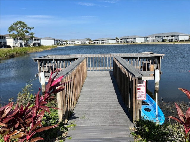 view of dock featuring a water view