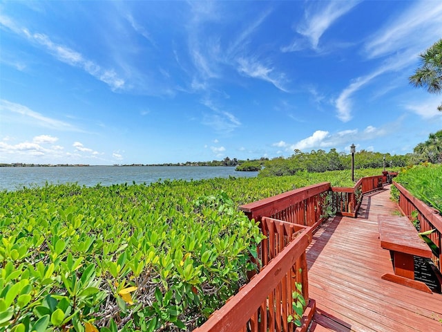 exterior space featuring a water view