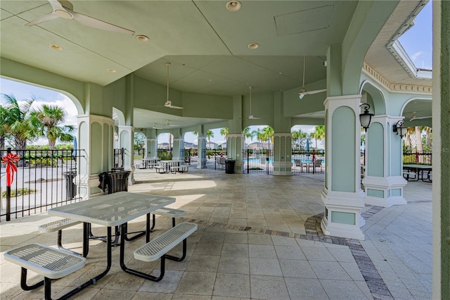 view of patio / terrace with ceiling fan