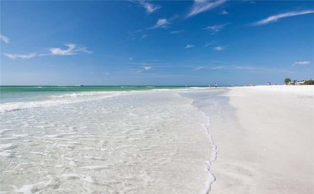 property view of water featuring a view of the beach