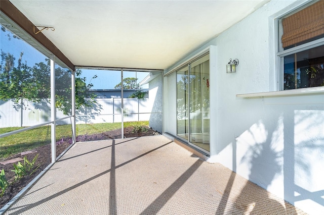 view of unfurnished sunroom