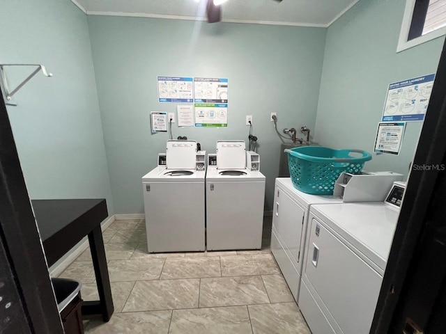 washroom with washing machine and dryer