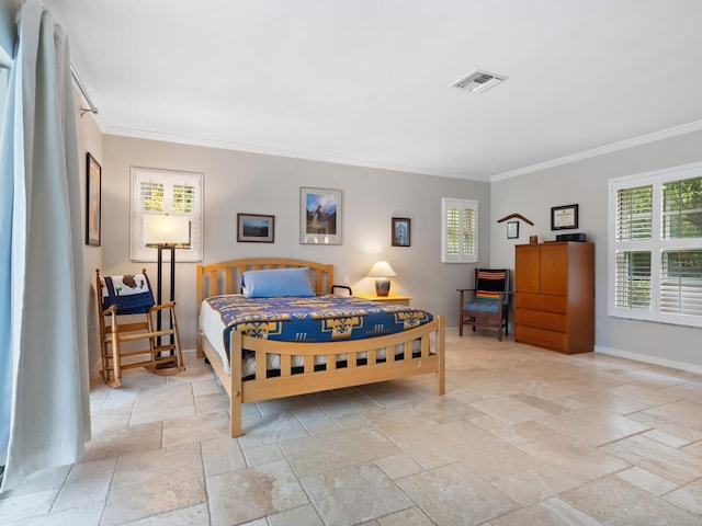 bedroom featuring ornamental molding