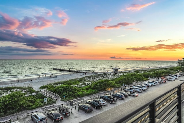 property view of water featuring a view of the beach