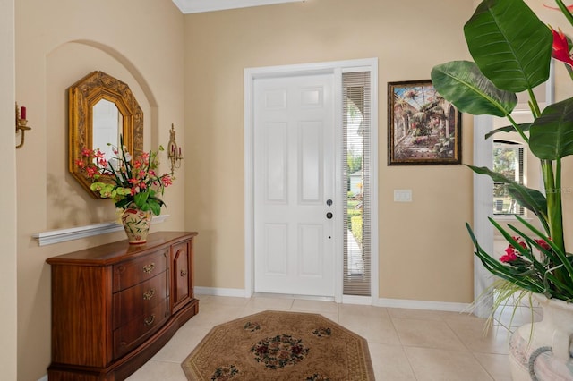 view of tiled foyer entrance