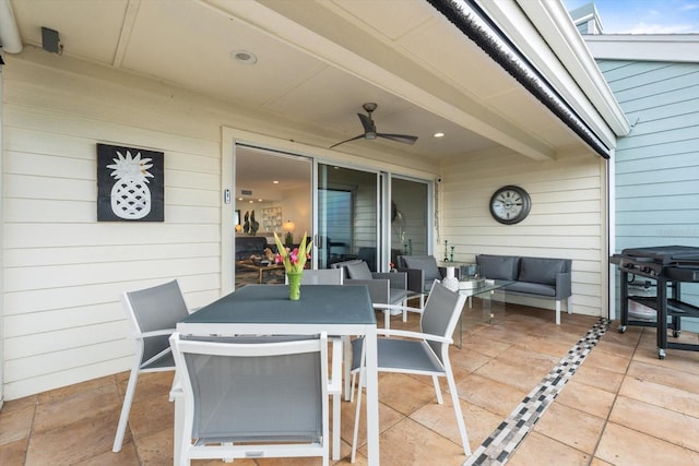 view of patio with ceiling fan